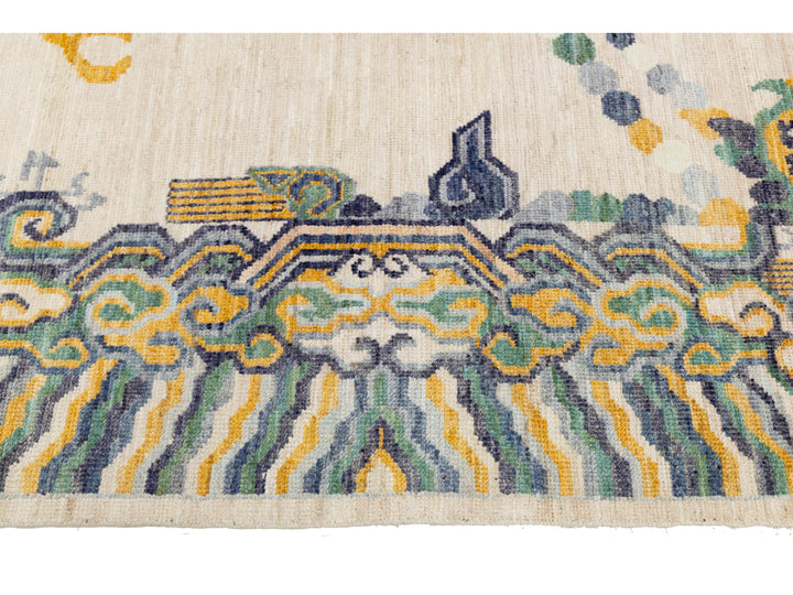 Modern Art Deco Dragon Chinese Wool Rug 9 X 12