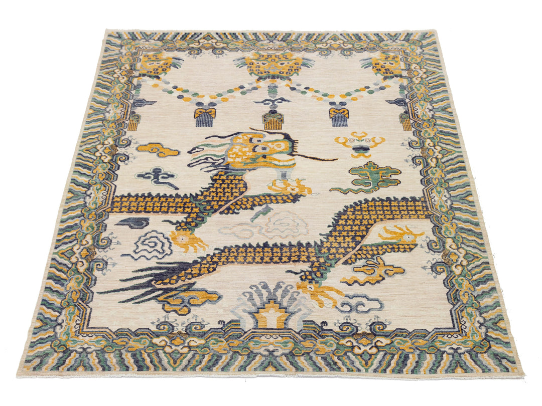 Modern Art Deco Dragon Chinese Wool Rug 9 X 12