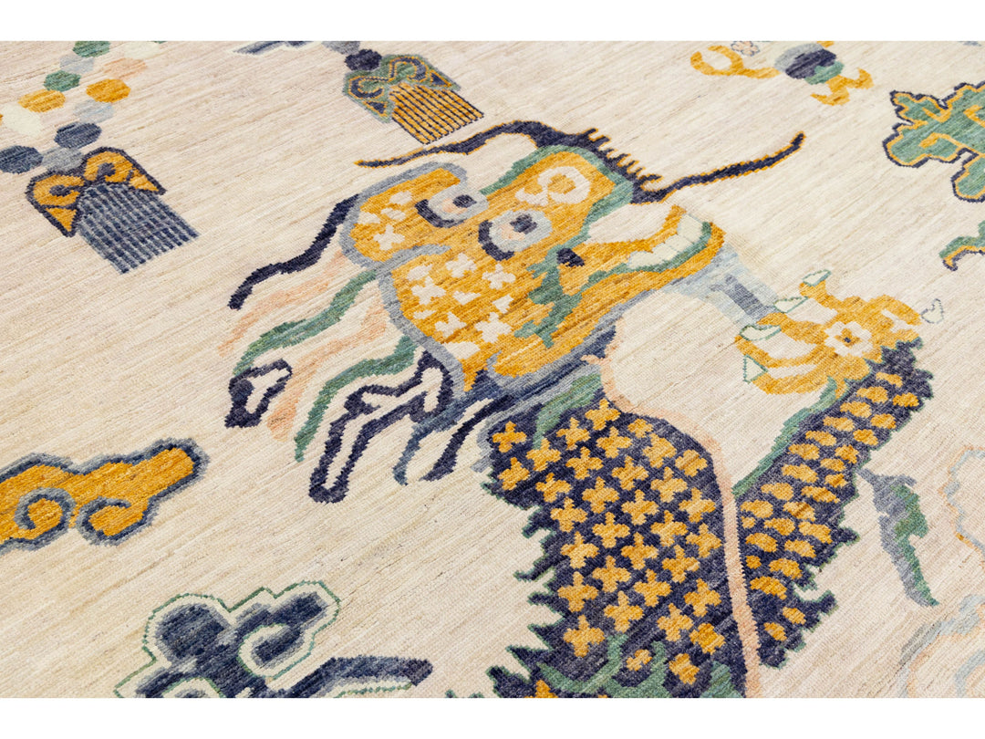 Modern Art Deco Dragon Chinese Wool Rug 9 X 12
