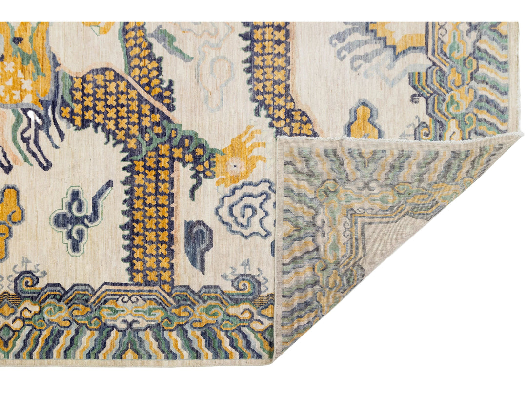 Modern Art Deco Dragon Chinese Wool Rug 9 X 12