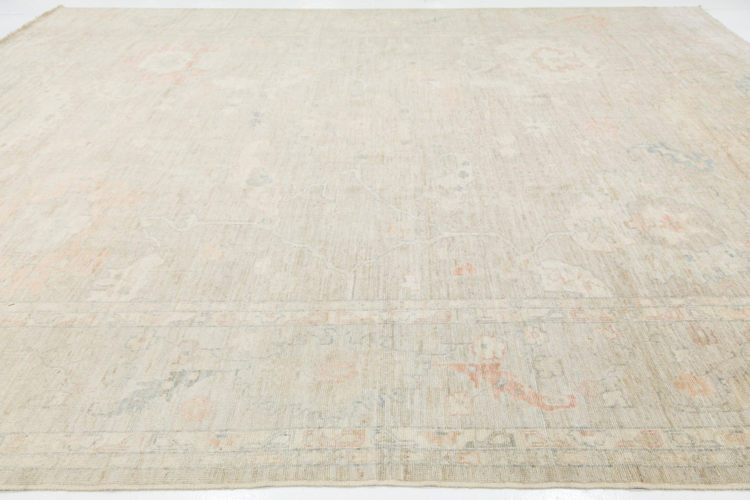 Modern Oushak Wool Rug 12 X 15