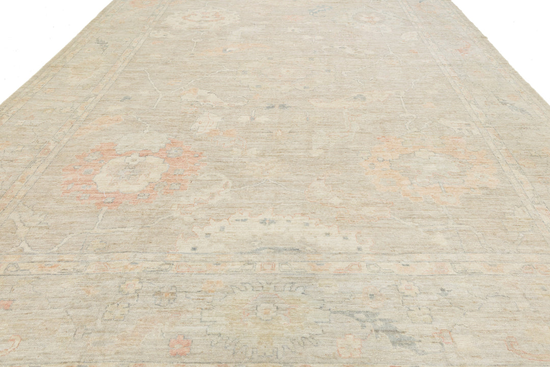 Modern Oushak Wool Rug 12 X 15