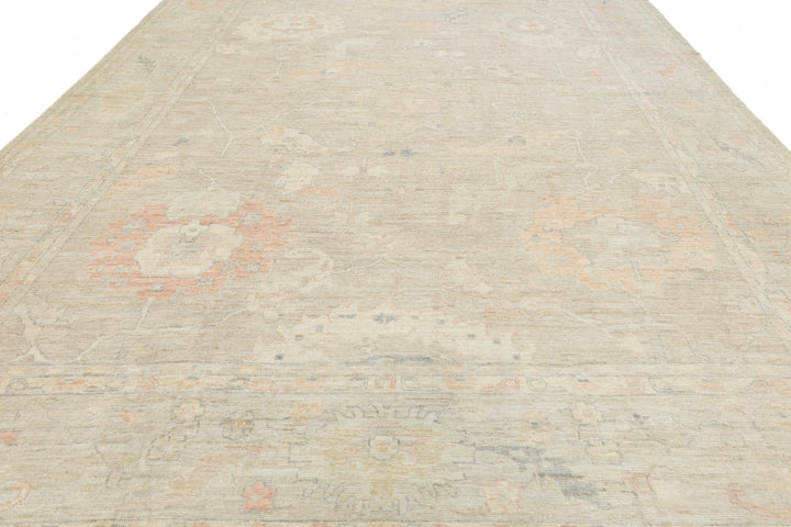 Modern Oushak Wool Rug 12 X 15