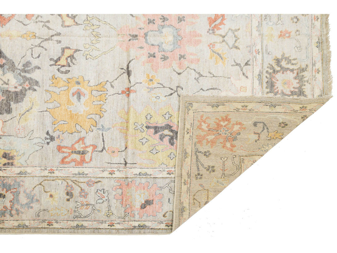 Modern Oushak Wool Rug 10 X 14