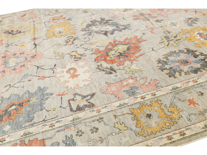 Modern Oushak Wool Rug 10 X 14