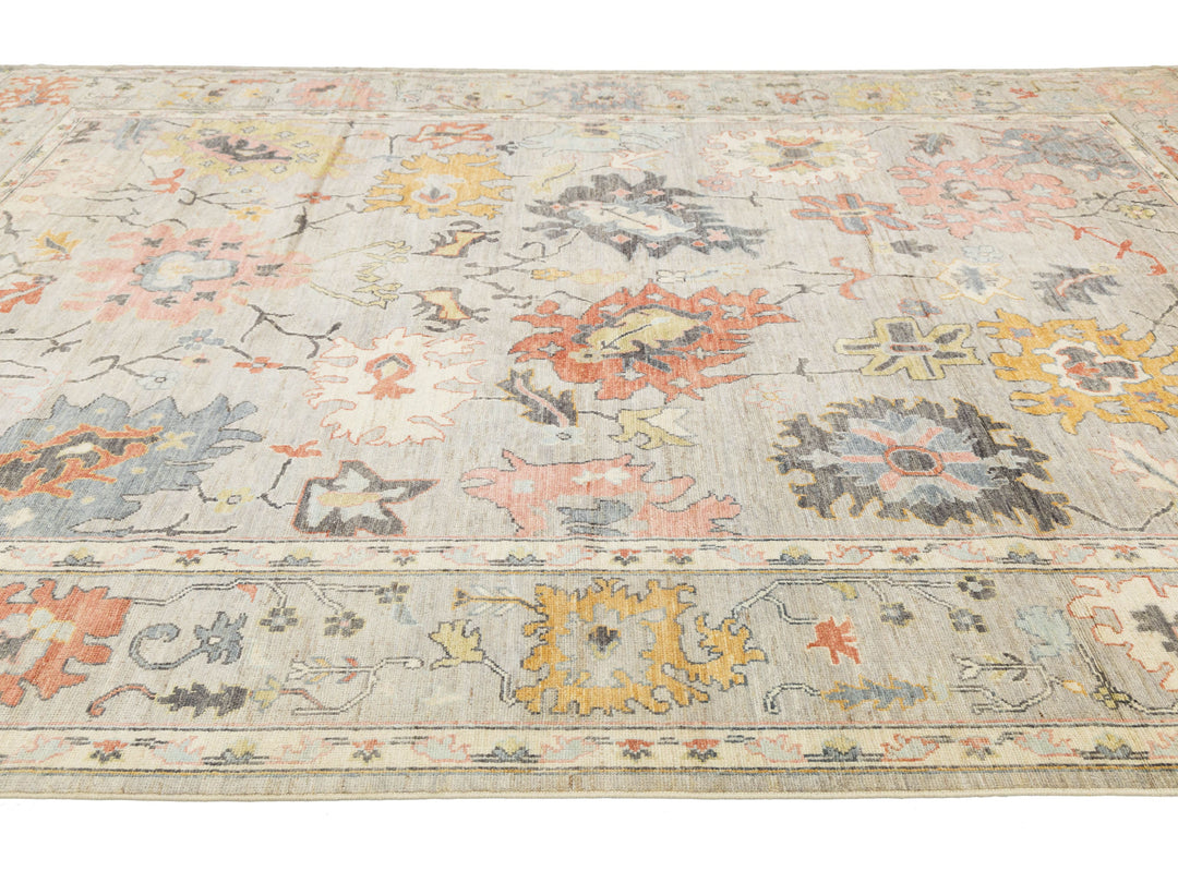 Modern Oushak Wool Rug 10 X 14