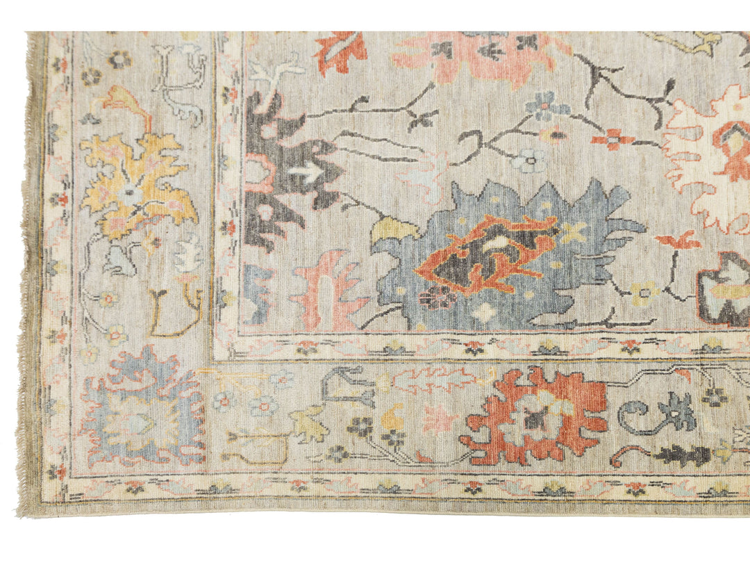 Modern Oushak Wool Rug 10 X 14