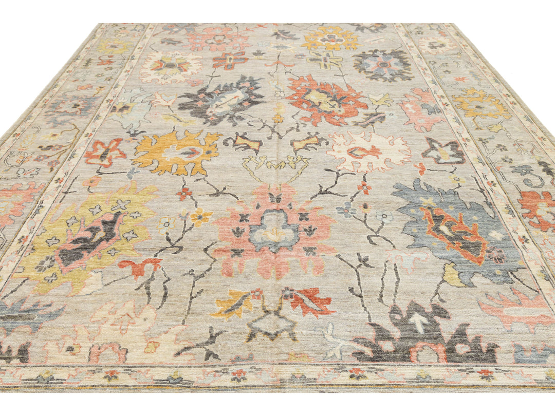 Modern Oushak Wool Rug 10 X 14
