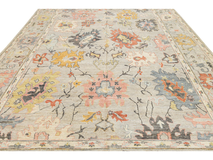 Modern Oushak Wool Rug 10 X 14