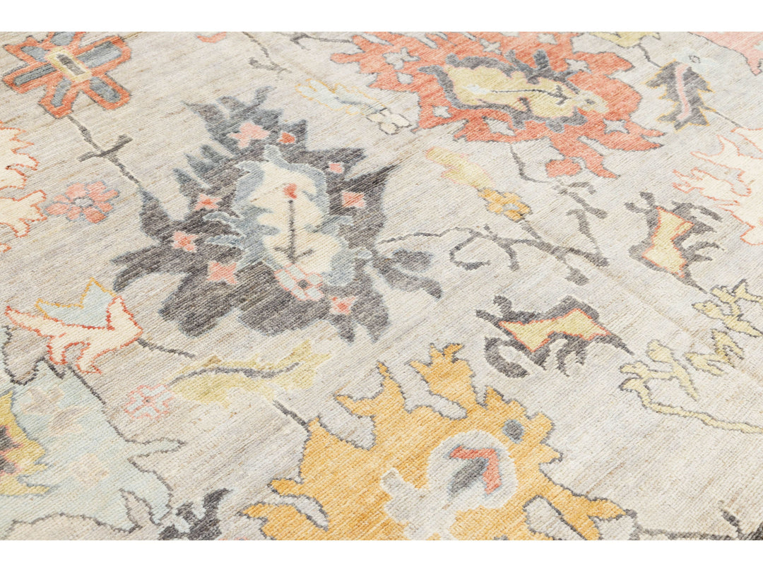 Modern Oushak Wool Rug 10 X 14