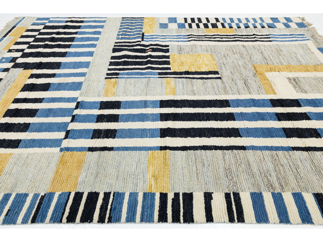 Modern Moroccan Wool Rug 9 X 12