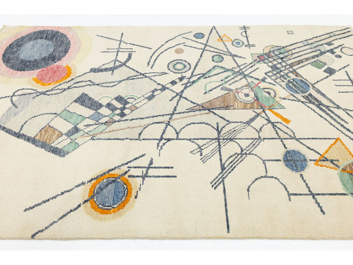 Modern Art Deco Wool Rug 5 X 8