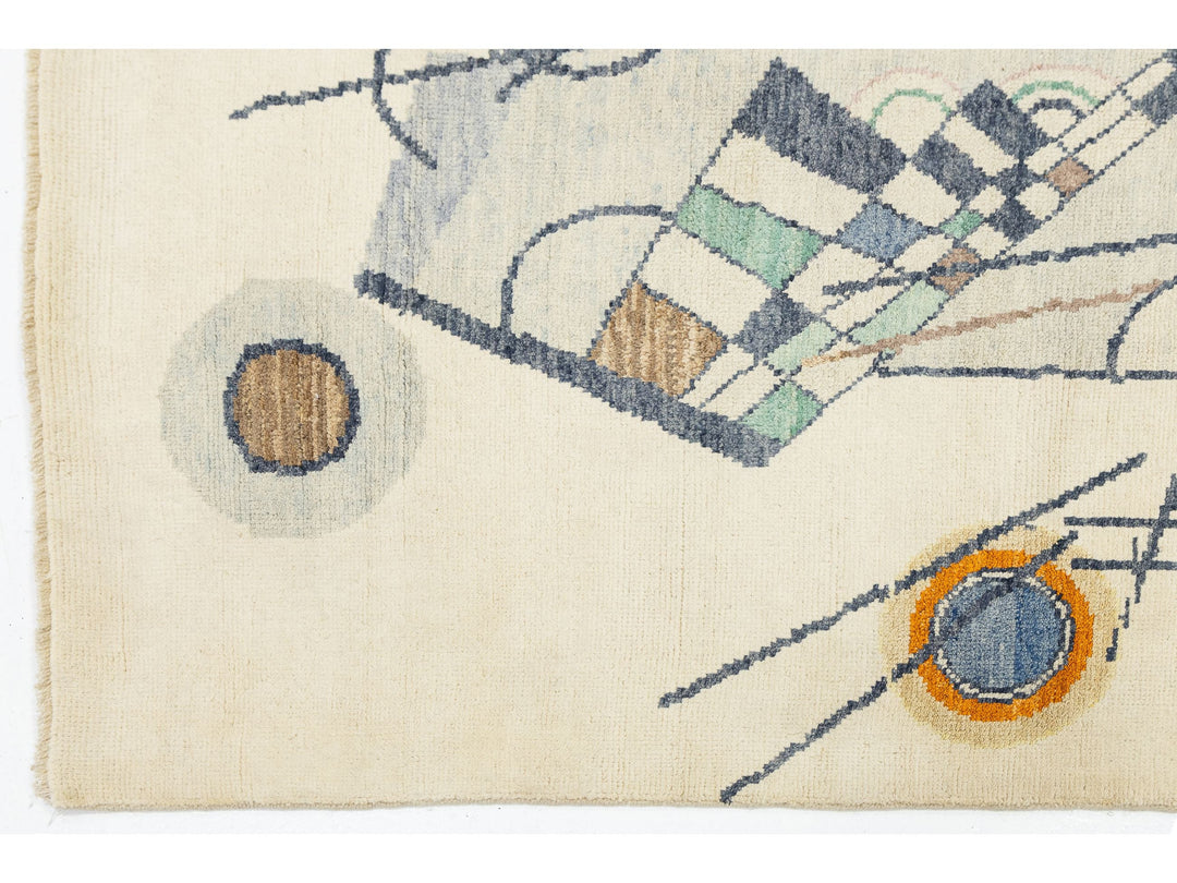 Modern Art Deco Wool Rug 5 X 8