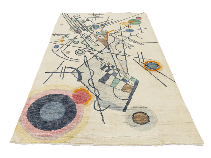 Modern Art Deco Wool Rug 5 X 8