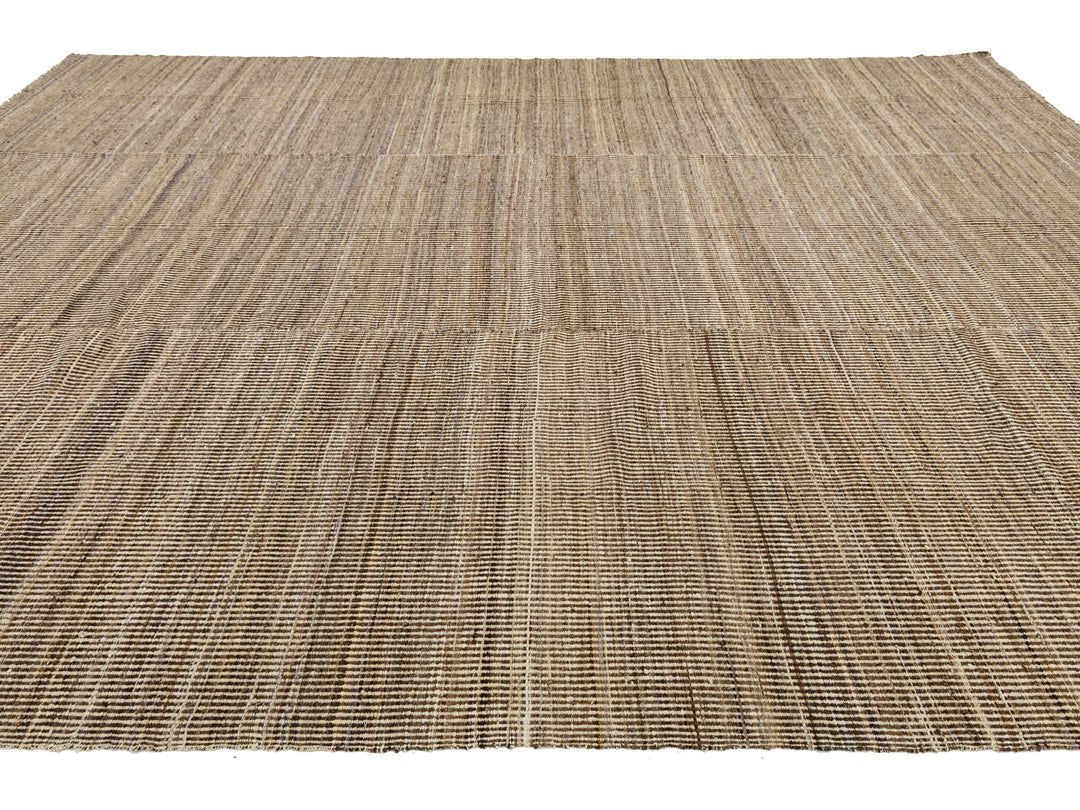 Modern Kilim Flatweave Wool Rug 12 X 15