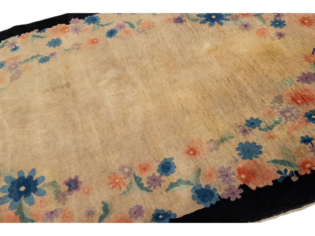 Antique Oval Chinese Art Deco Wool Rug 5 X 8
