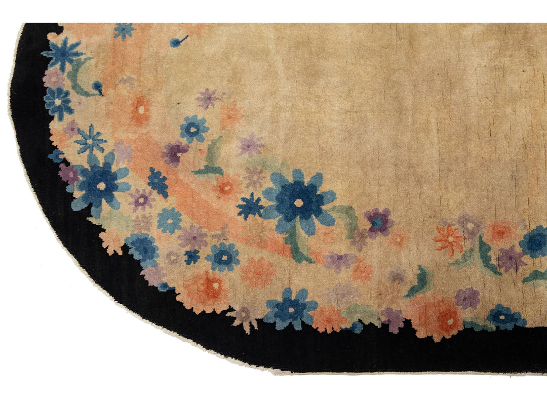 Antique Oval Chinese Art Deco Wool Rug 5 X 8