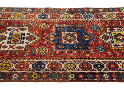 Antique Kazak Wool Rug 3 X 7