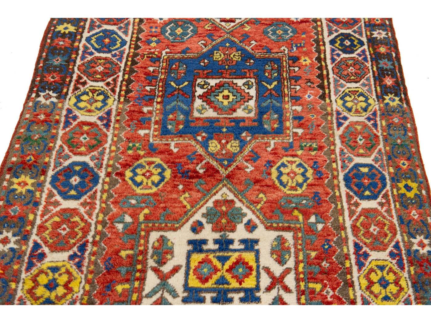 Antique Kazak Wool Rug 3 X 7