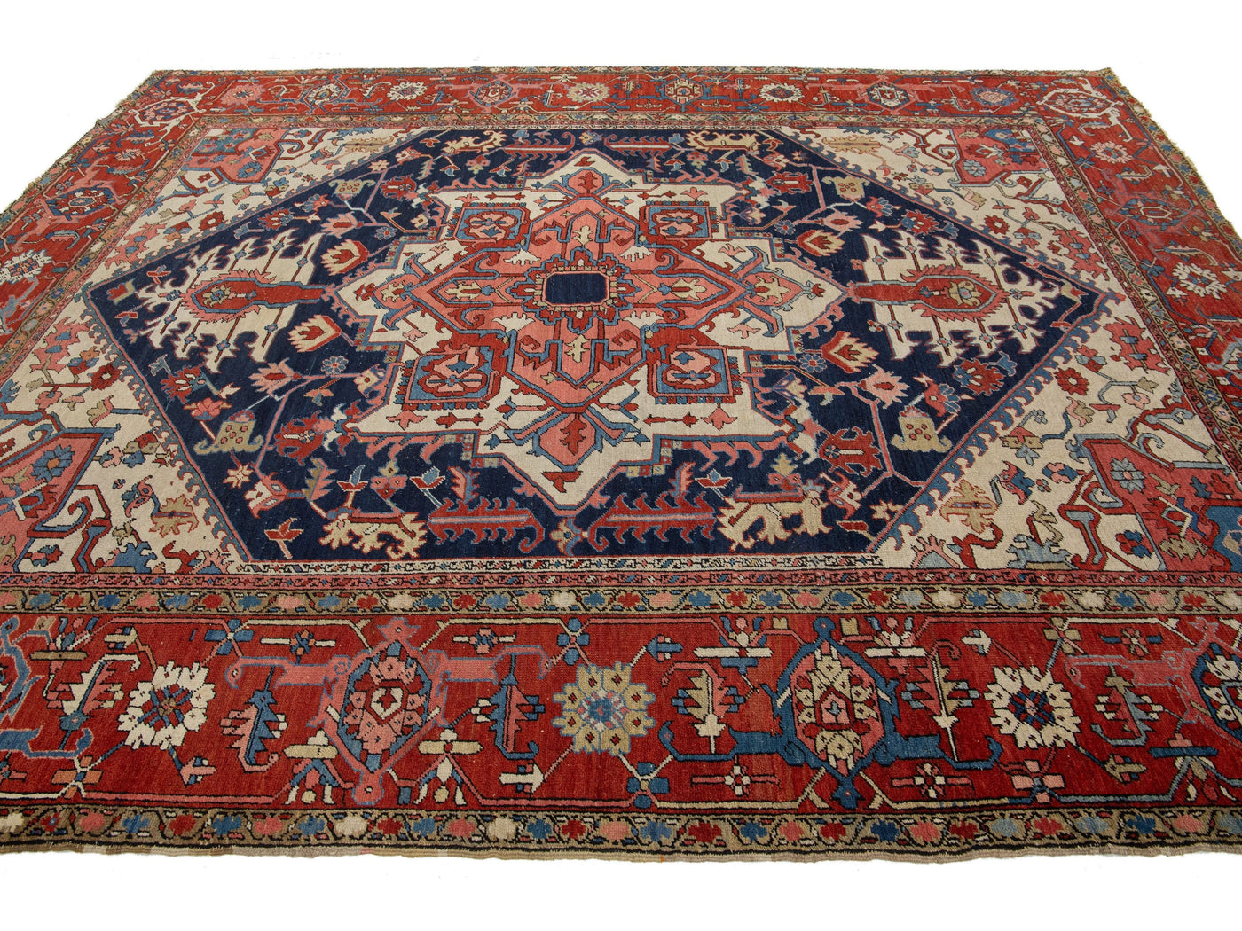 Antique Heriz Wool Rug 9 X 11