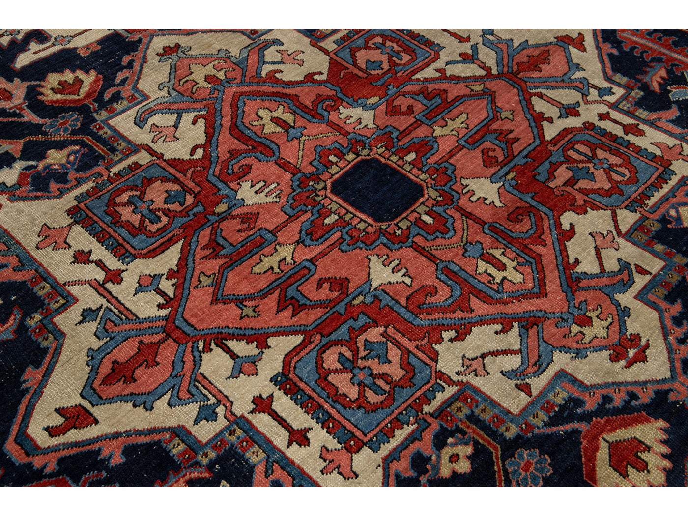 Antique Heriz Wool Rug 9 X 11