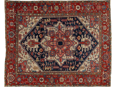 Antique Heriz Wool Rug 9 X 11