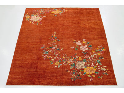 Modern Art Deco Floral Chinese Wool Rug 8 X 10