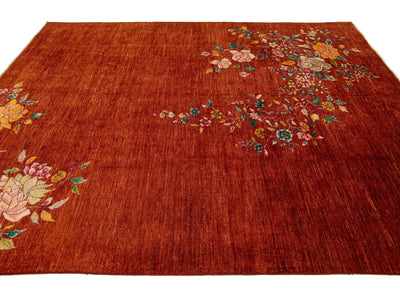 Modern Art Deco Floral Chinese Wool Rug 8 X 10