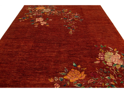 Modern Art Deco Floral Chinese Wool Rug 8 X 10