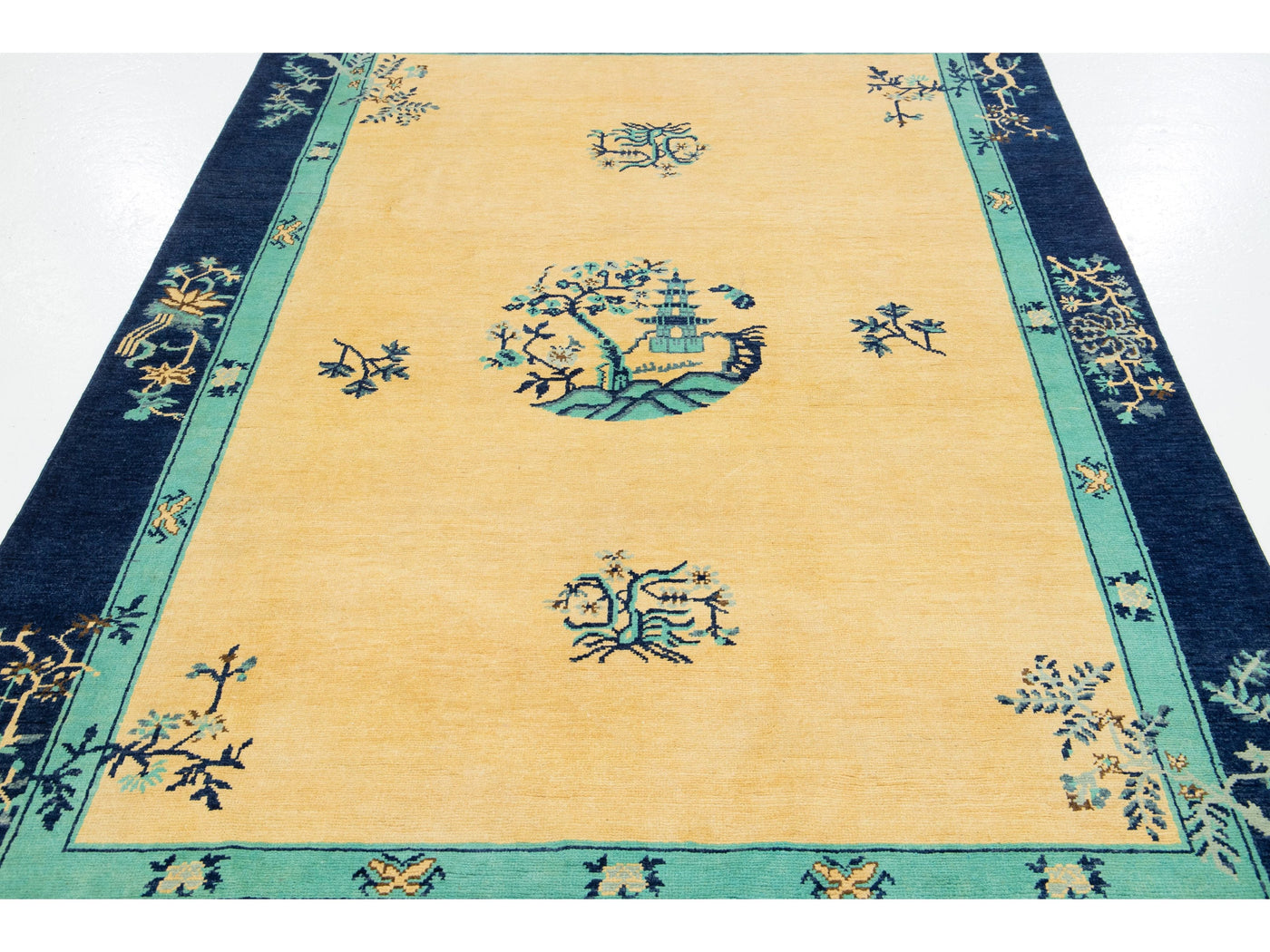 Modern Art Deco Floral Chinese Wool Rug 6 X 8