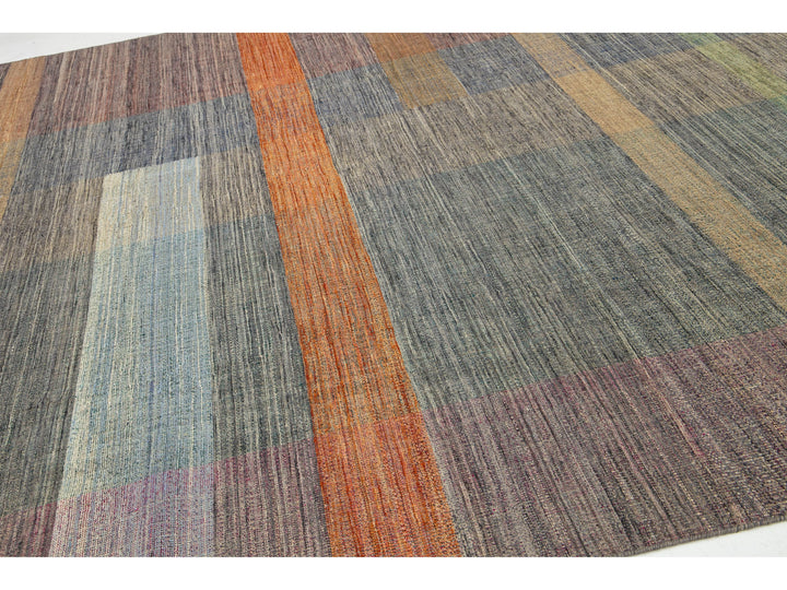 Modern Kilim Flatweave Wool Rug 10 X 13