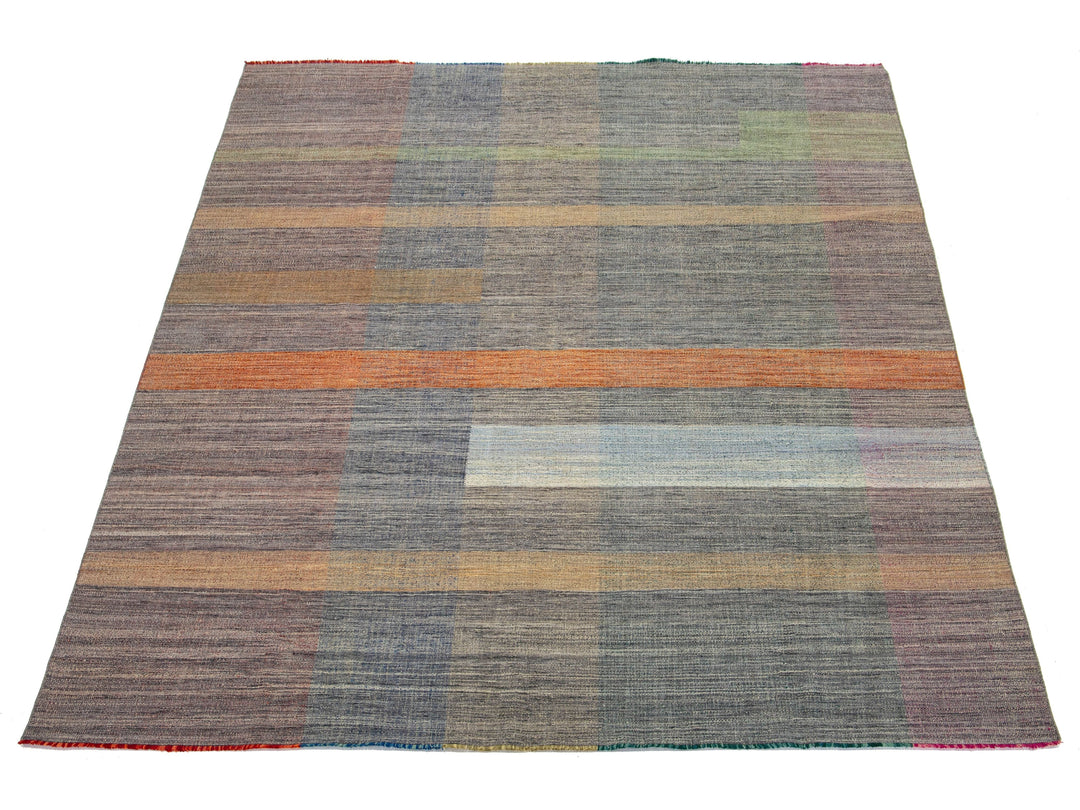 Modern Kilim Flatweave Wool Rug 10 X 13