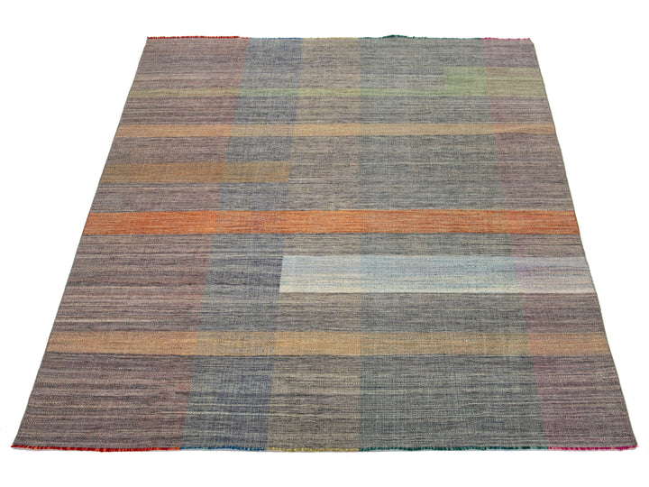 Modern Kilim Flatweave Wool Rug 10 X 13