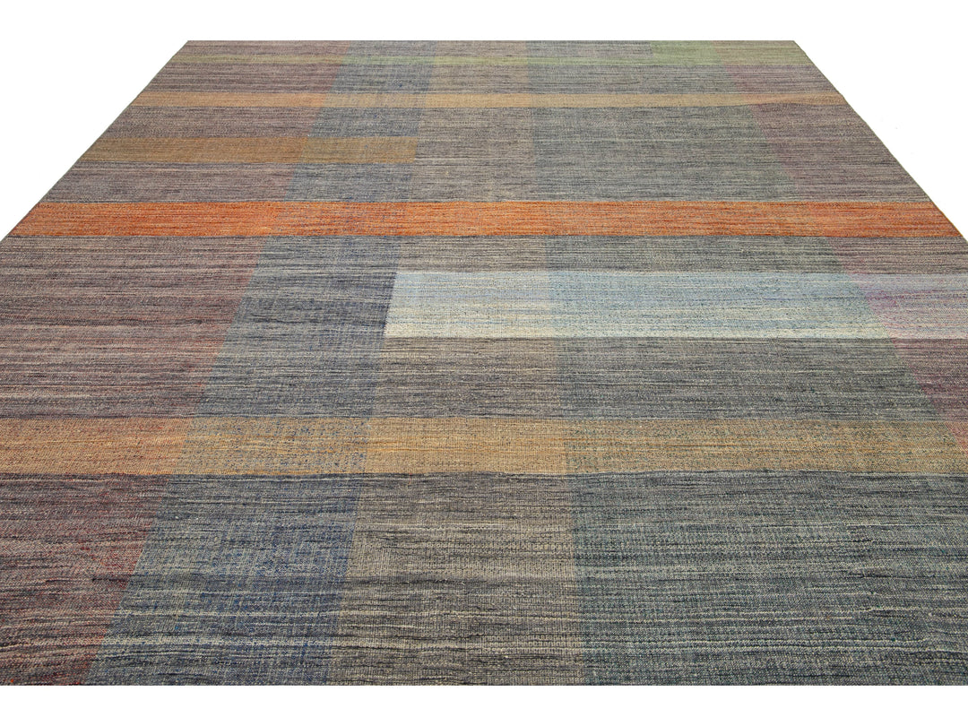 Modern Kilim Flatweave Wool Rug 10 X 13