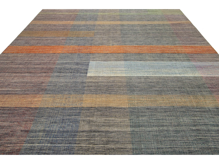 Modern Kilim Flatweave Wool Rug 10 X 13
