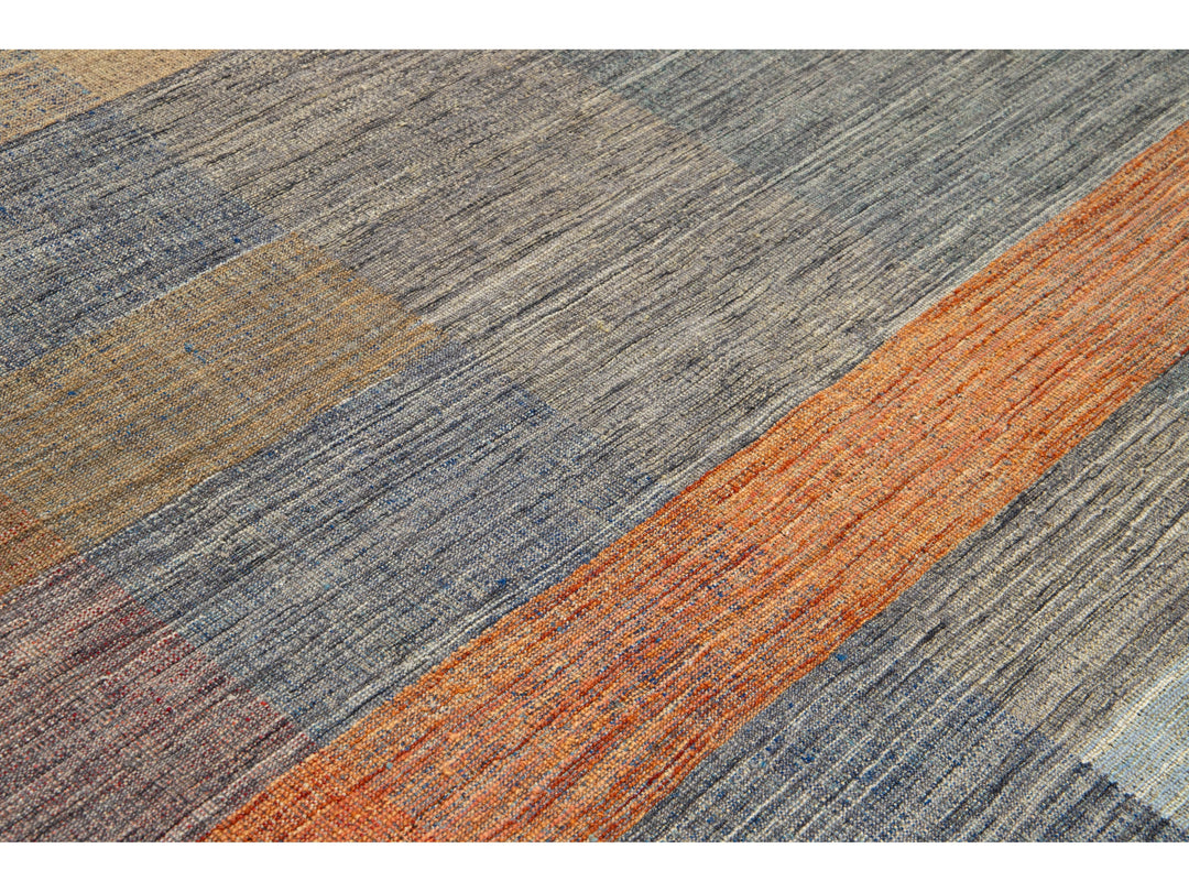 Modern Kilim Flatweave Wool Rug 10 X 13