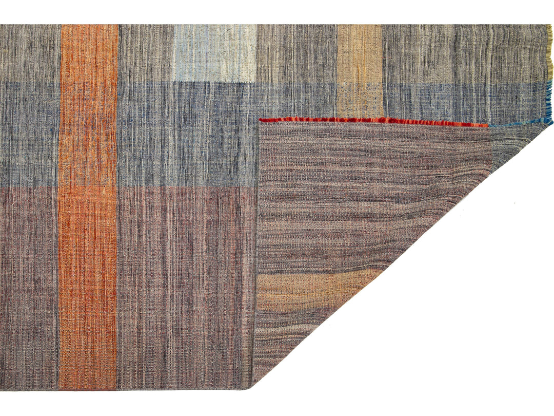 Modern Kilim Flatweave Wool Rug 10 X 13