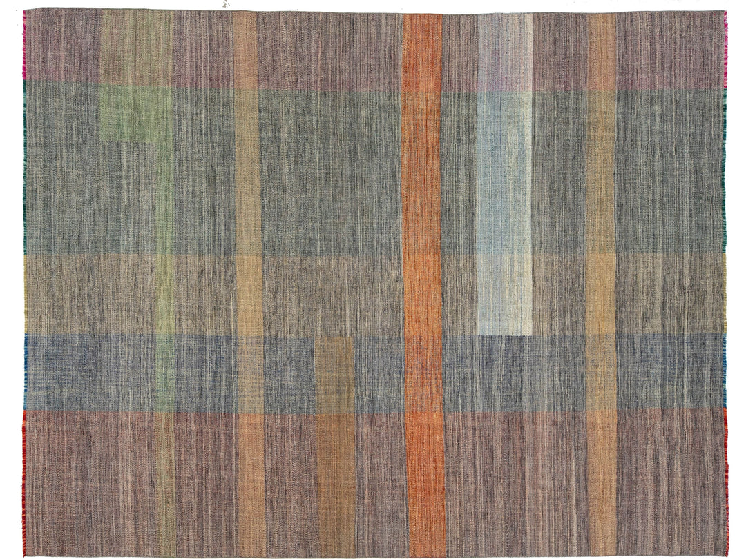 Modern Kilim Flatweave Wool Rug 10 X 13