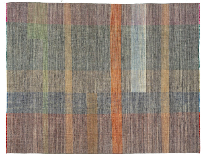 Modern Kilim Flatweave Wool Rug 10 X 13
