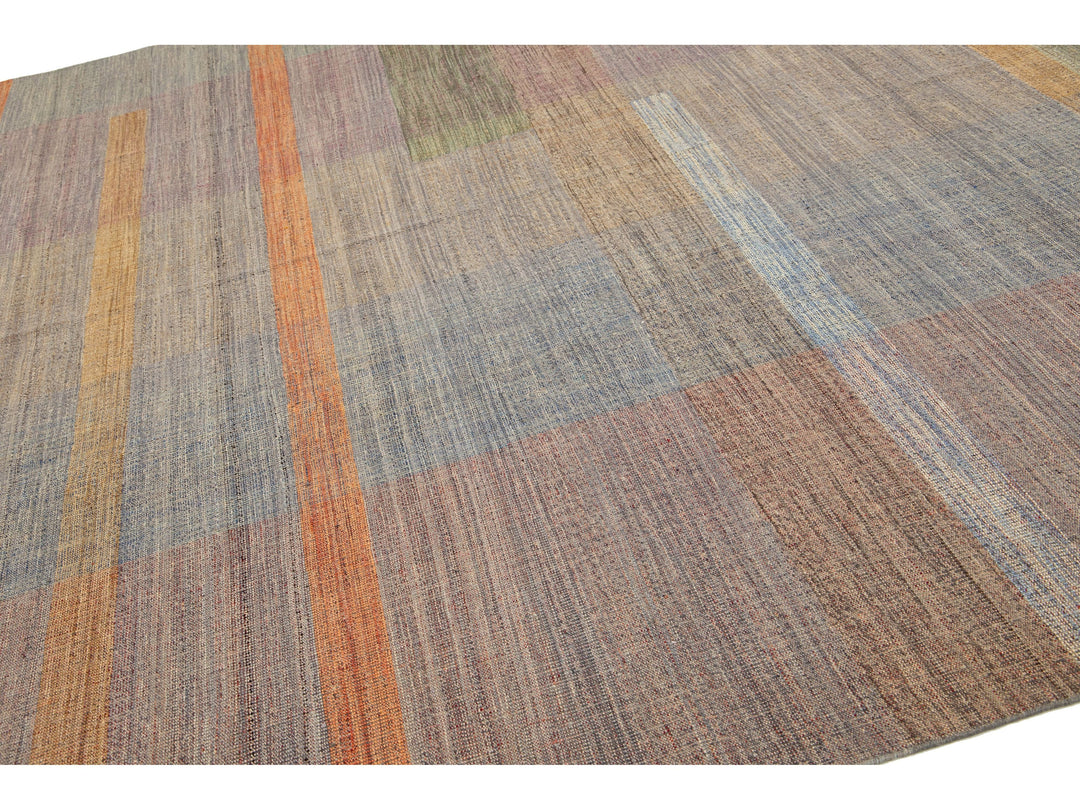 Modern Kilim Flatweave Wool Rug 10 X 13