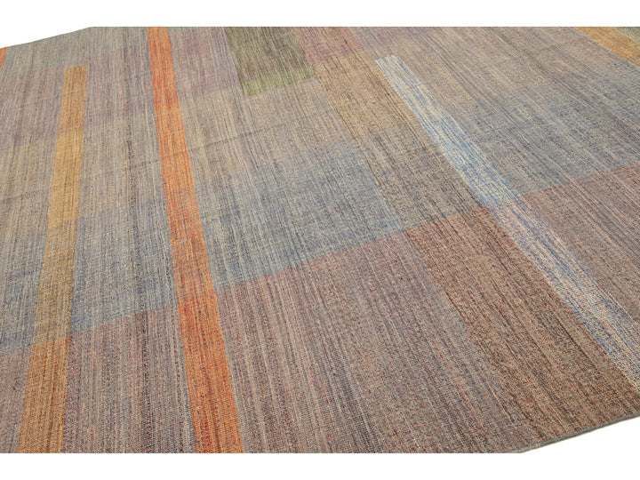Modern Kilim Flatweave Wool Rug 10 X 13