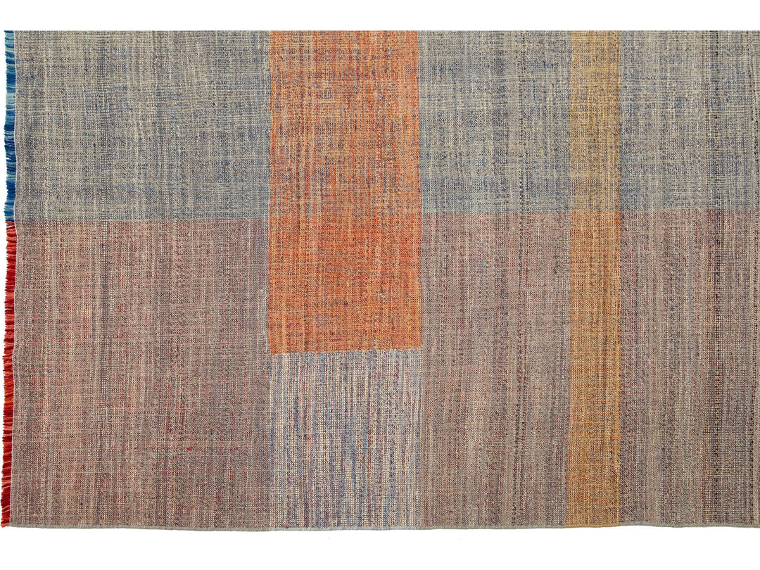 Modern Kilim Flatweave Wool Rug 10 X 13