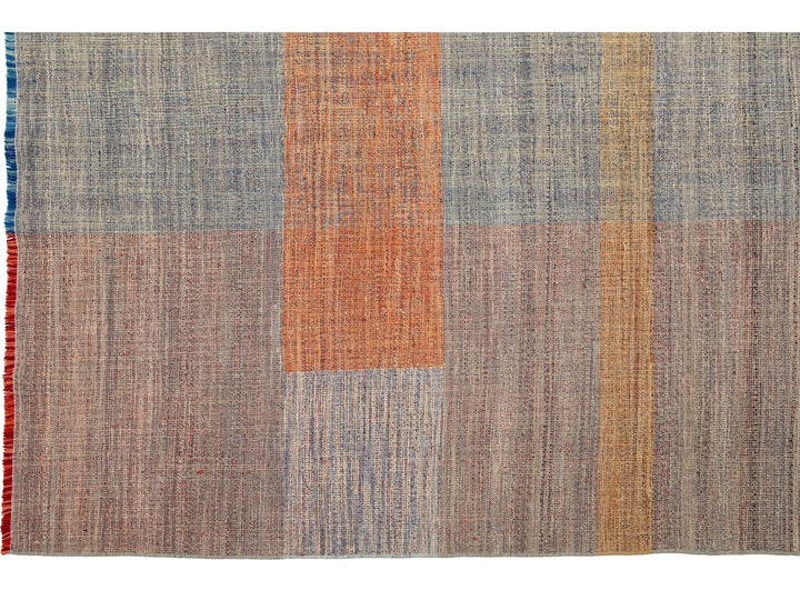 Modern Kilim Flatweave Wool Rug 10 X 13