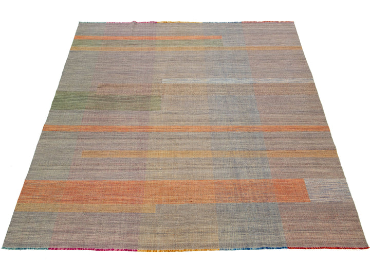 Modern Kilim Flatweave Wool Rug 10 X 13
