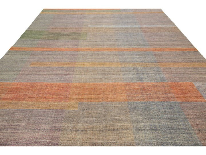 Modern Kilim Flatweave Wool Rug 10 X 13