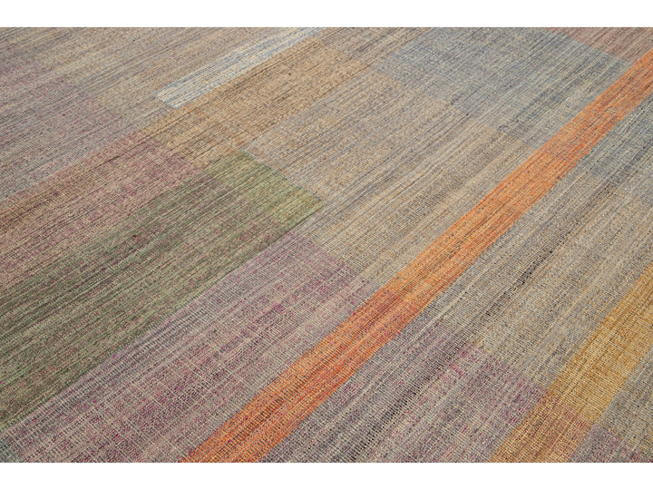 Modern Kilim Flatweave Wool Rug 10 X 13