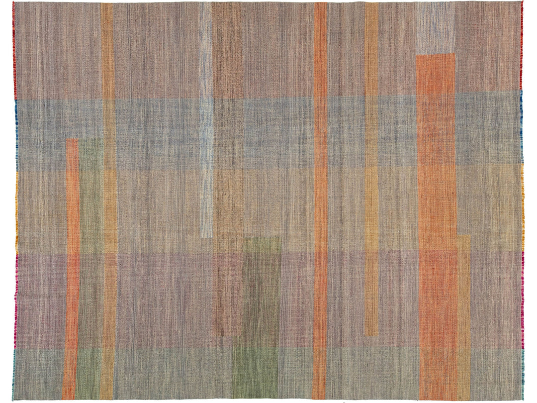 Modern Kilim Flatweave Wool Rug 10 X 13