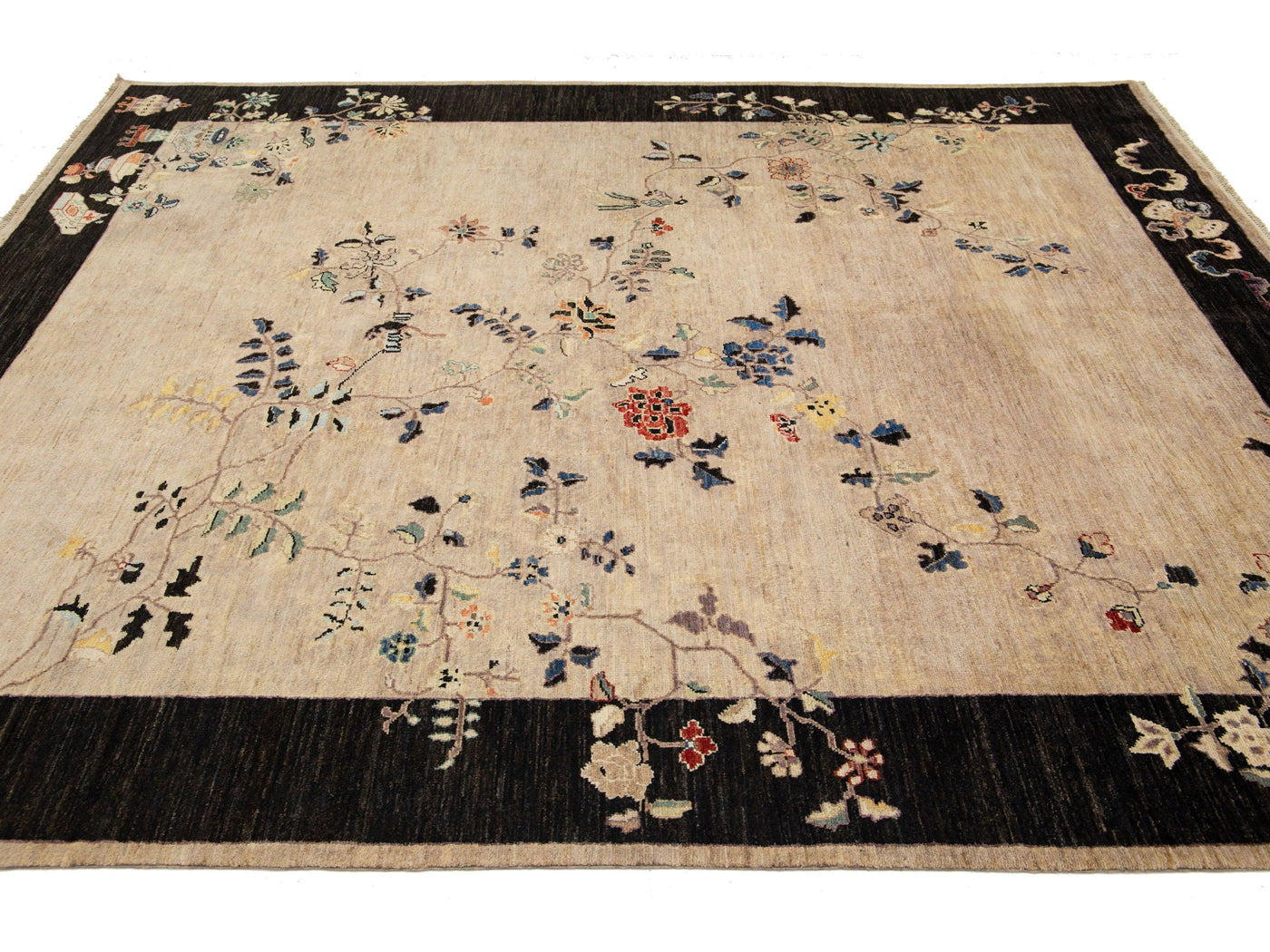 Modern Art Deco Floral Chinese Wool Rug 8 X 10