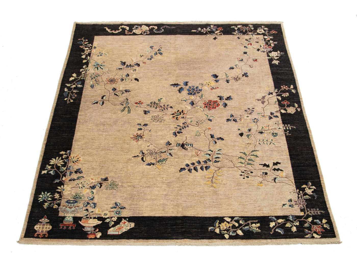 Modern Art Deco Floral Chinese Wool Rug 8 X 10