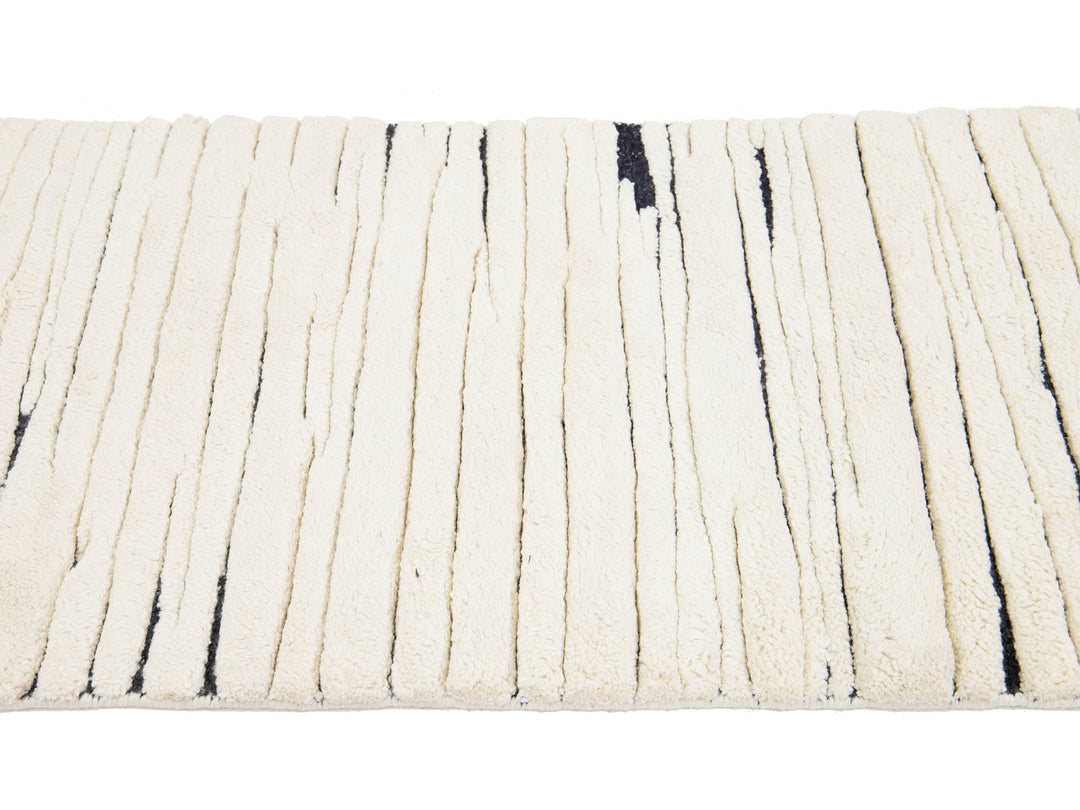 Modern Moroccan Wool Runner 3 X 12
